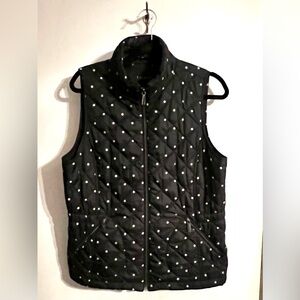 Talbots Black Vest with White Dots for Women-Size Medium